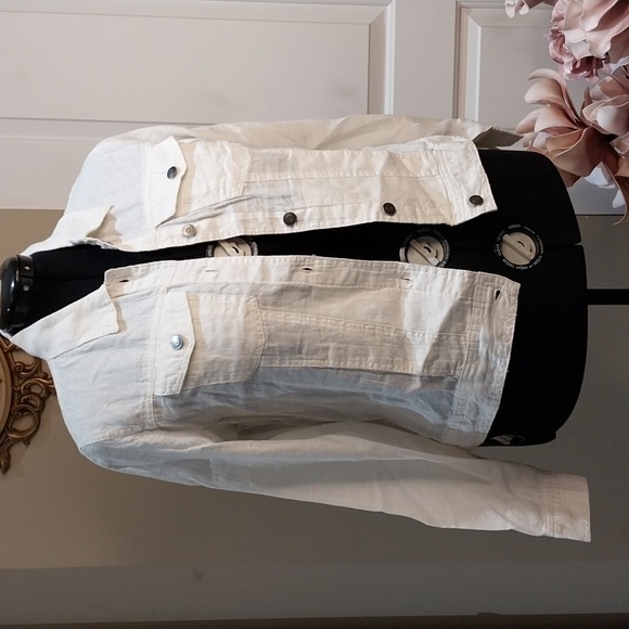 Nwt Jones&Co Elegant Off-White Denim Jacket for Women - Picture 7 of 12